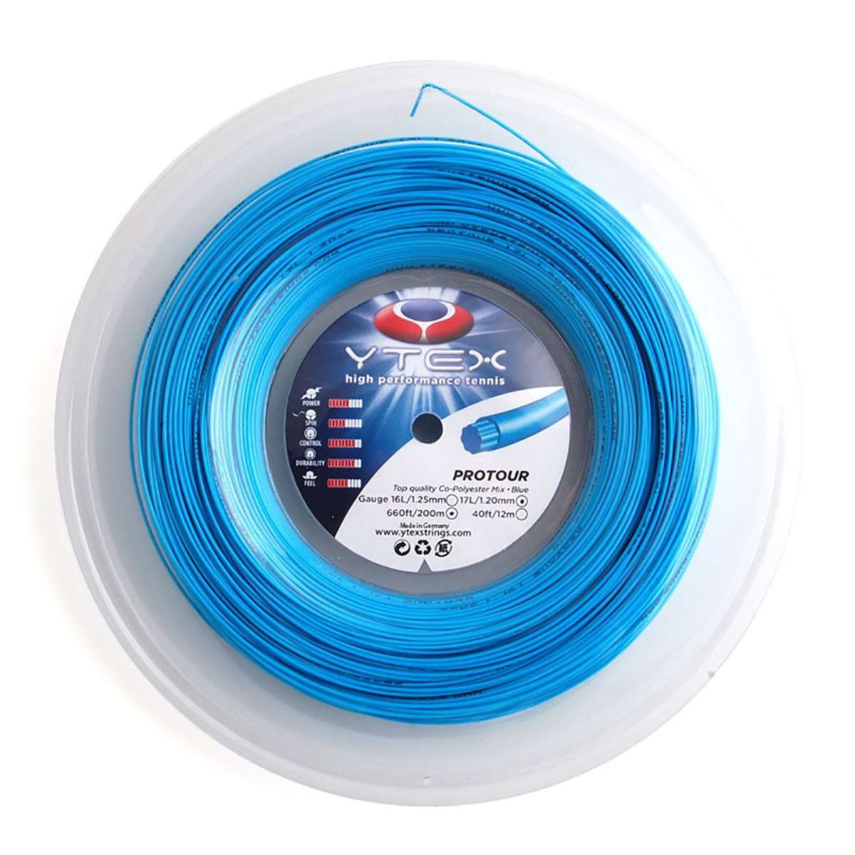 Ytex Protour Blue Tennis Racquet String Reel (17L Gauge, 1.20mm)