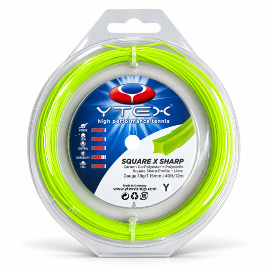 YTEX Square-X Sharp lime 18g 1.15mm tennis string set