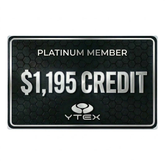 Wholesale account for Tennis strings - Gold member card with $1195 credit and YTEX logo on a white background