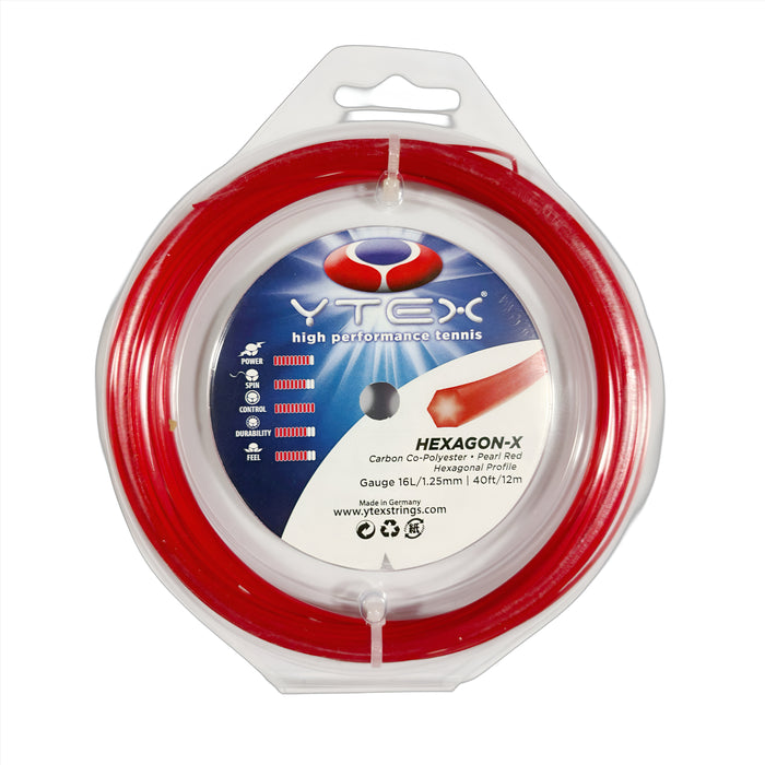 YTEX Hexagon-X Pearl Red tennis string set