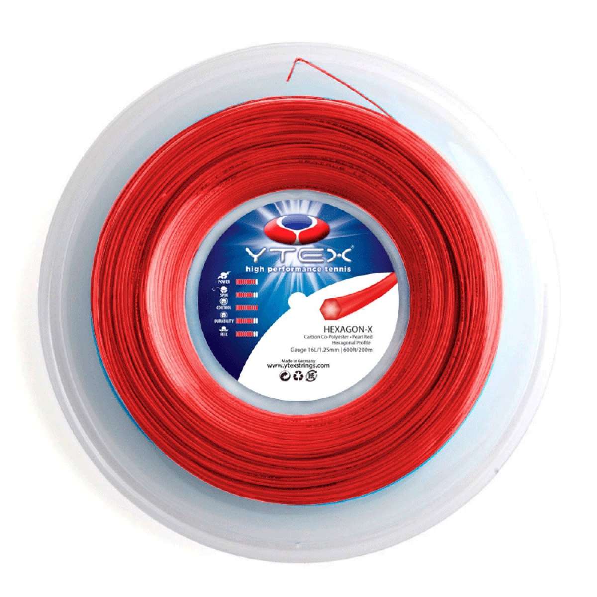 Hexagon-X Pearl Red - Co-Poly | YTEX Tennis Strings – ytexstrings