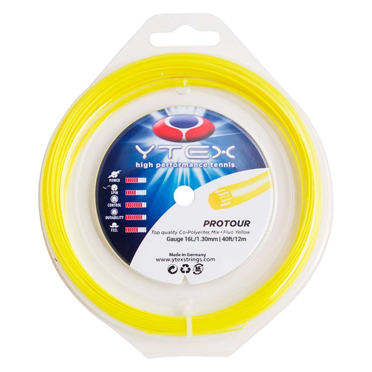 Protour Fluo Yellow, 40 ft, 16-1.30 mm Strings Single Set Und.
