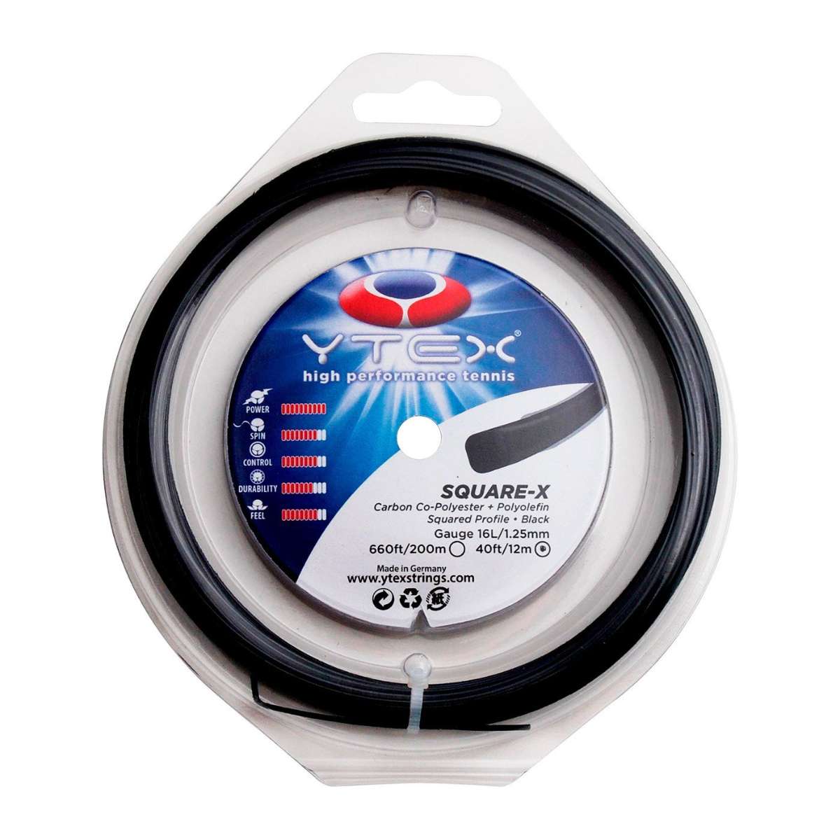 Square-X Black Set - Co-Poly | YTEX Tennis Strings – ytexstrings