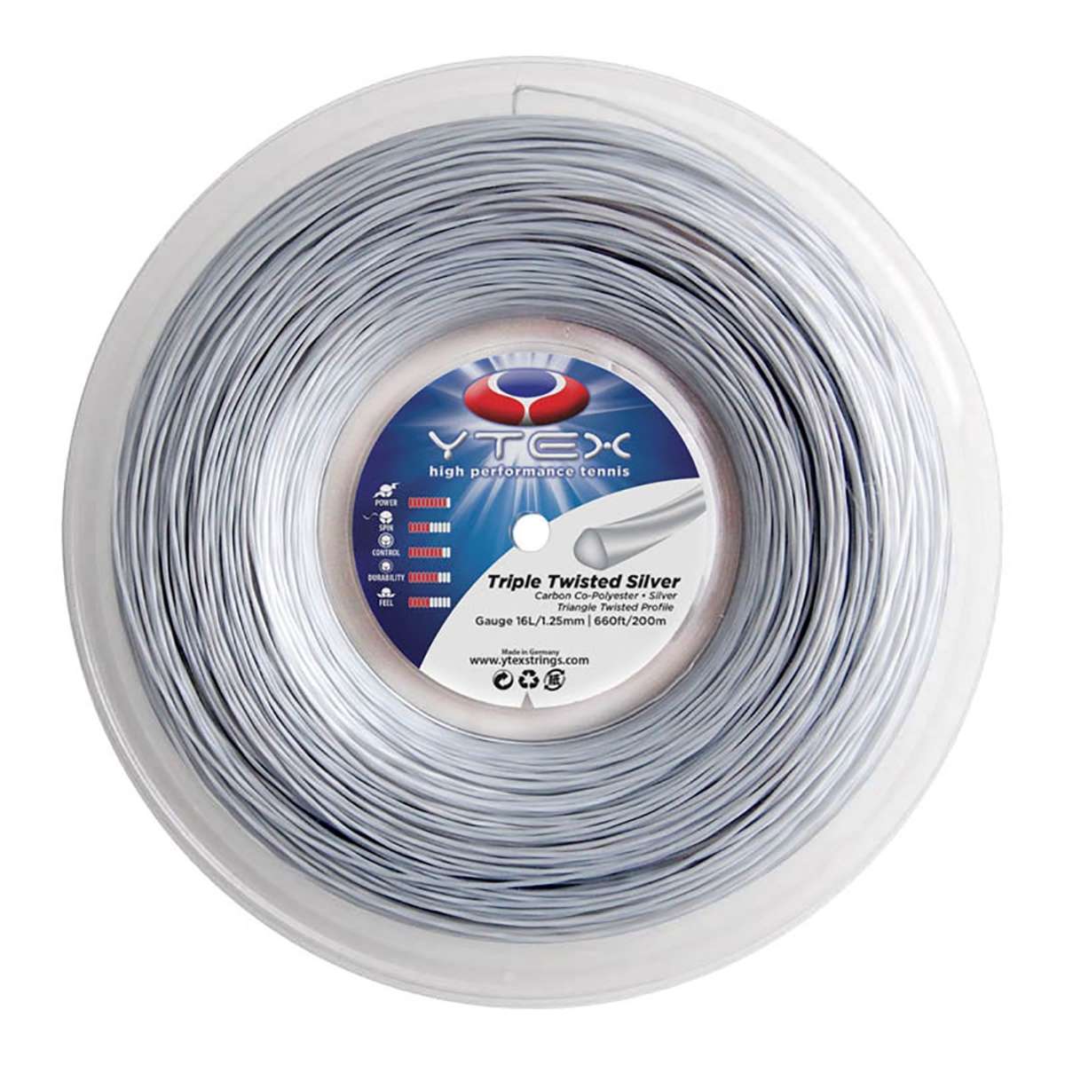 Triple Twisted Silver Reel - Co-Poly | YTEX Tennis Strings – ytexstrings